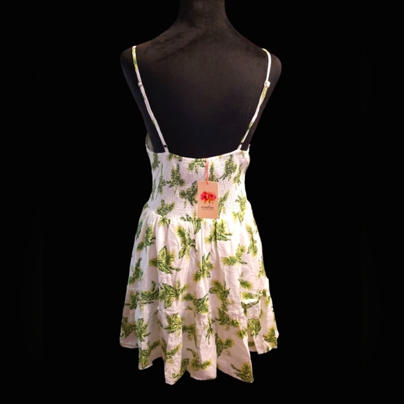 NWT Entro White and Green Floral Sundress Mini Dress Med - Picture 10 of 10